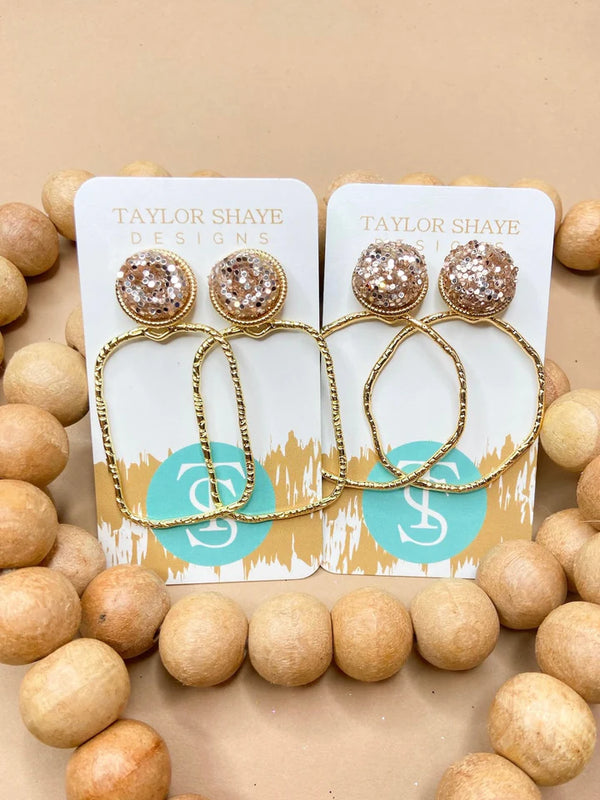 Glitter Top Hoops Earrings - Taylor Shaye