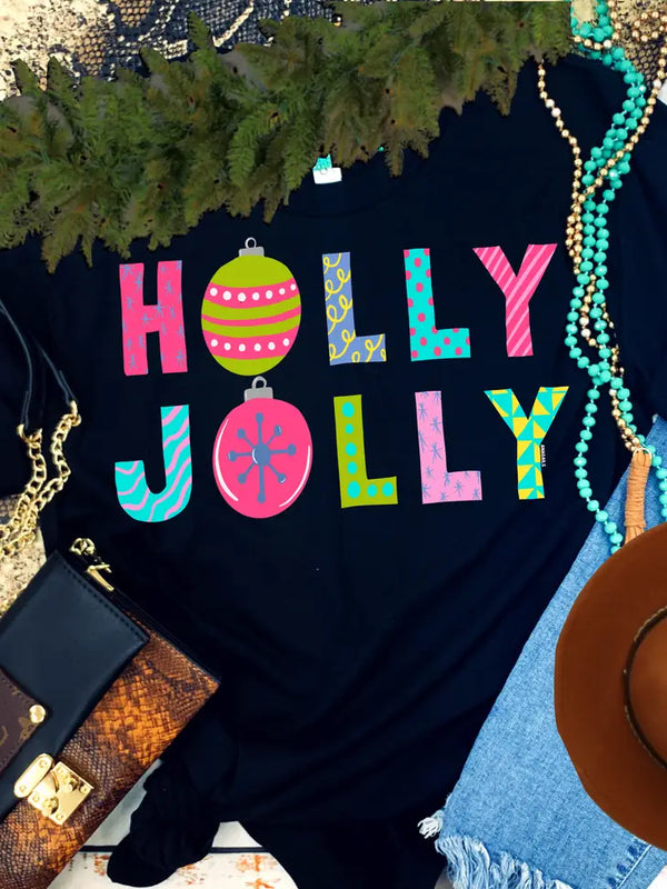 Holly, Jolly, & Bright Christmas Graphic Tee