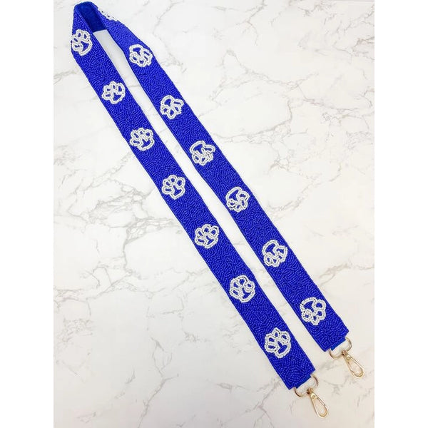 Beaded Purse Strap - Blue and White Stars