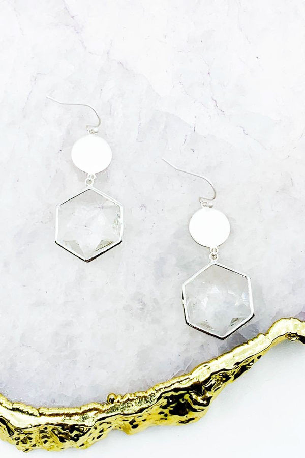 Hexagon Earrings - Gold and Silver