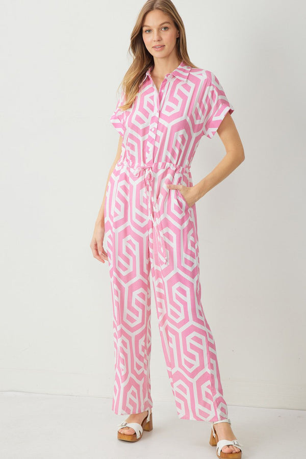 Jump Into Spring Jumpsuit - Pink