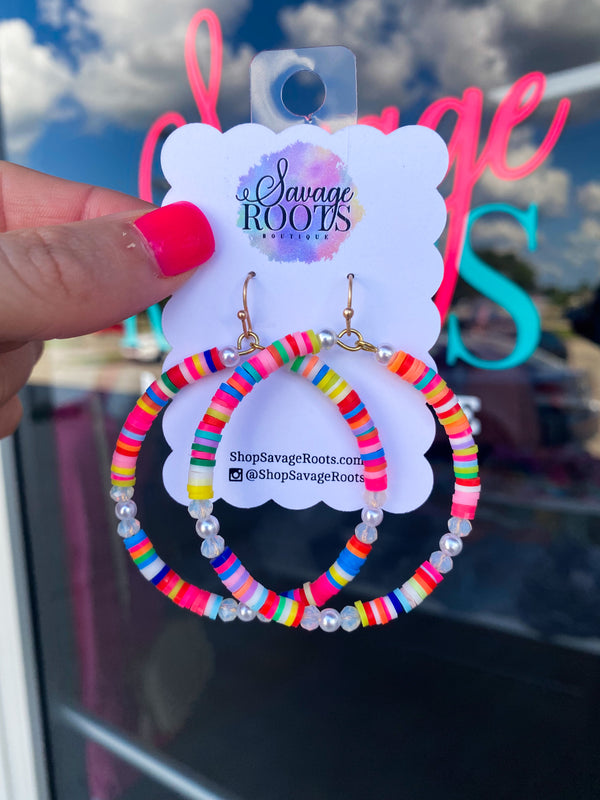Summer's Calling Multicolor Rubber Disc Earring Hoops