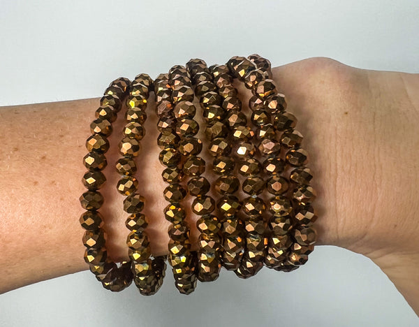 Simple Elegancy Brown Beaded Bracelet Stack