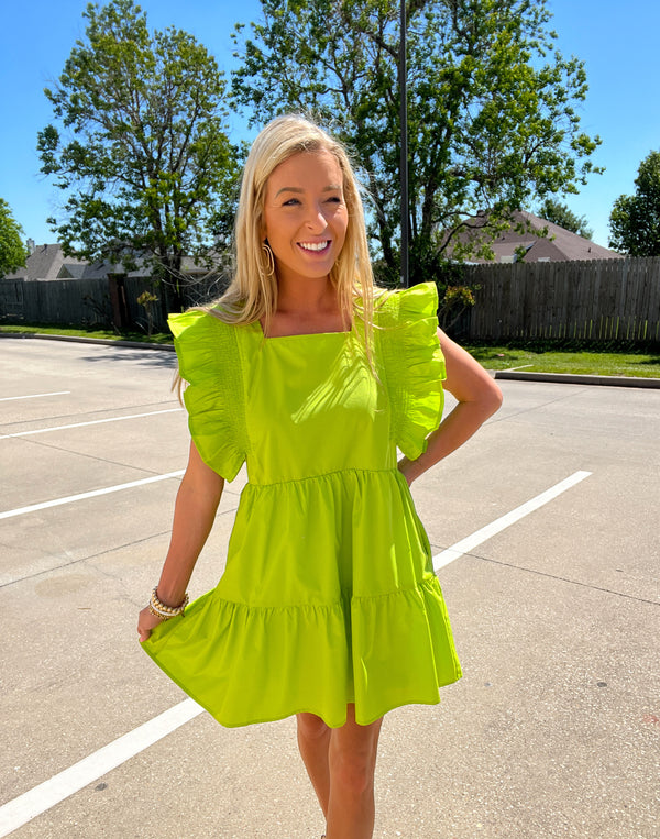 Meant to Be Ruffle Lime Dress