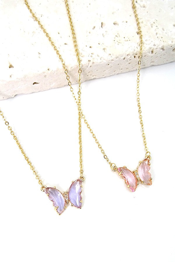 Crystal Iridescent Butterfly necklace