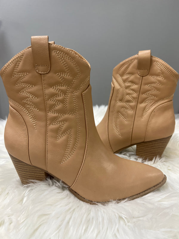 Here We Go Again Toffee Booties