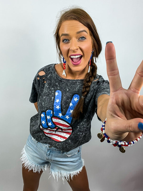Peace American Flag Graphic Tee