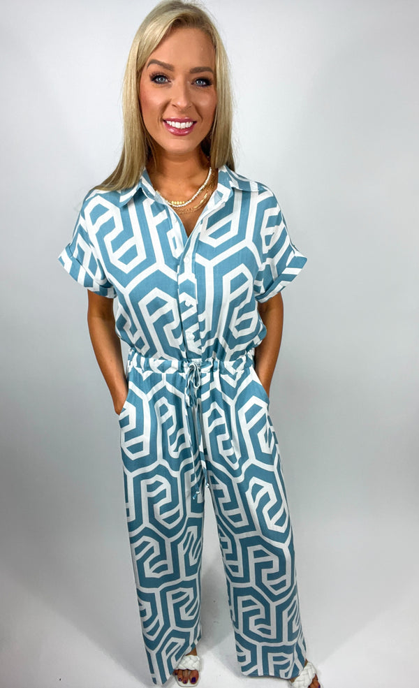 Jump Into Spring Jumpsuit - Blue