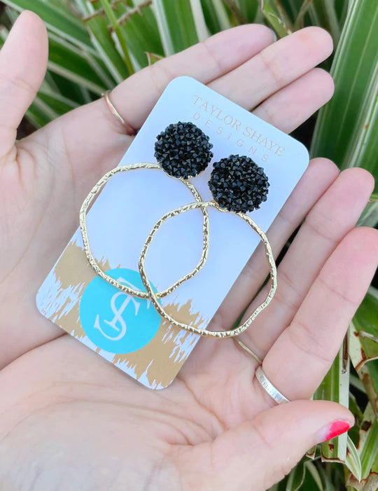 Glitter Top Hoops Earrings - Taylor Shaye