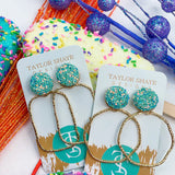 Glitter Top Hoops Earrings - Taylor Shaye