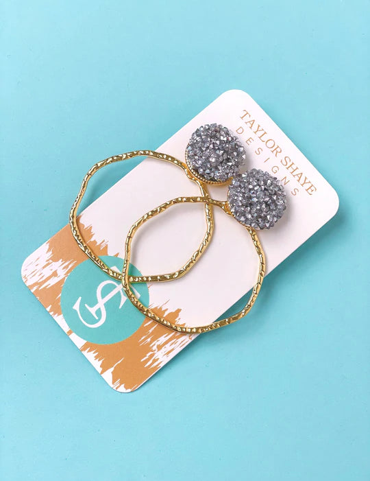 Glitter Top Hoops Earrings - Taylor Shaye