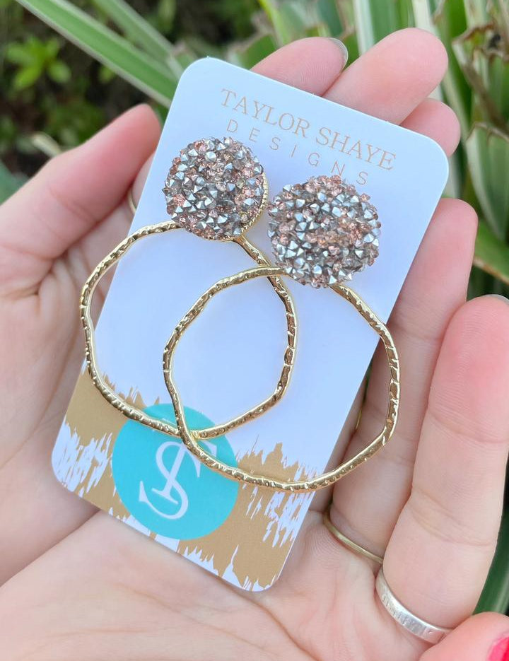 Glitter Top Hoops Earrings - Taylor Shaye
