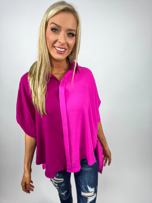 Crazy In Love Pink and Berry Button Down Blouse