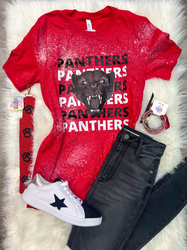 Panthers Black White and Red Graphic Tee