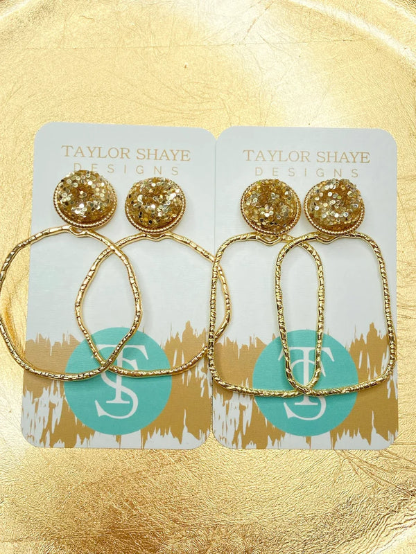 Glitter Top Hoops Earrings - Taylor Shaye