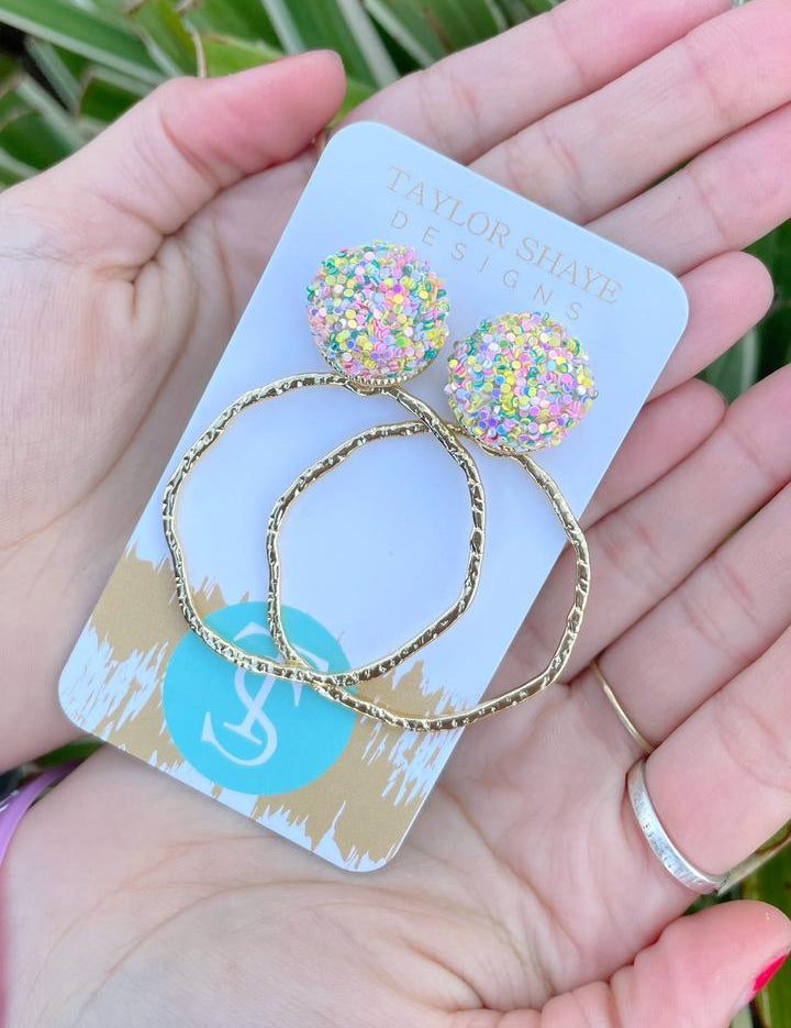 Glitter Top Hoops Earrings - Taylor Shaye