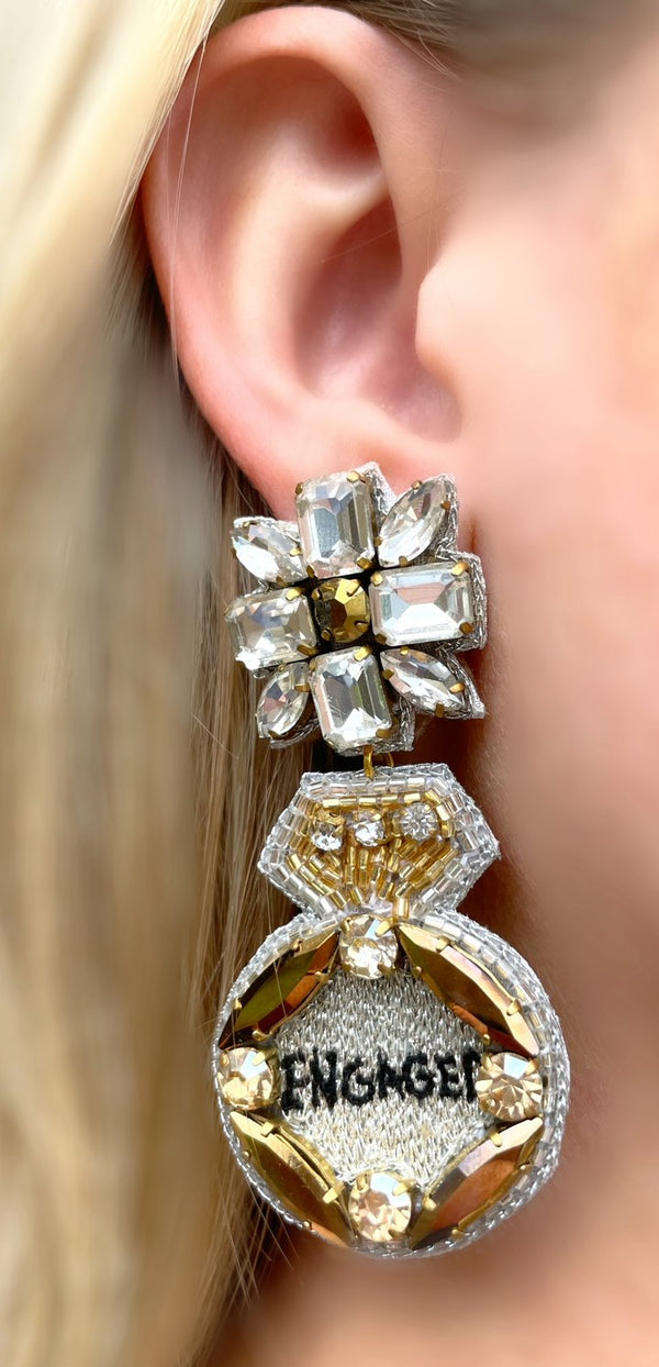 Engaged Beaded Ring Earrings