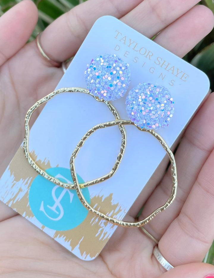 Glitter Top Hoops Earrings - Taylor Shaye