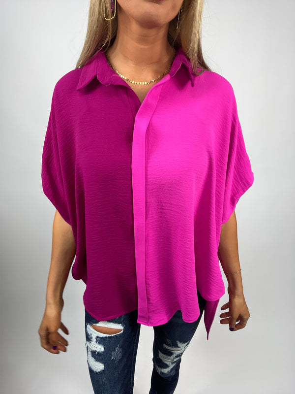 Crazy In Love Pink and Berry Button Down Blouse
