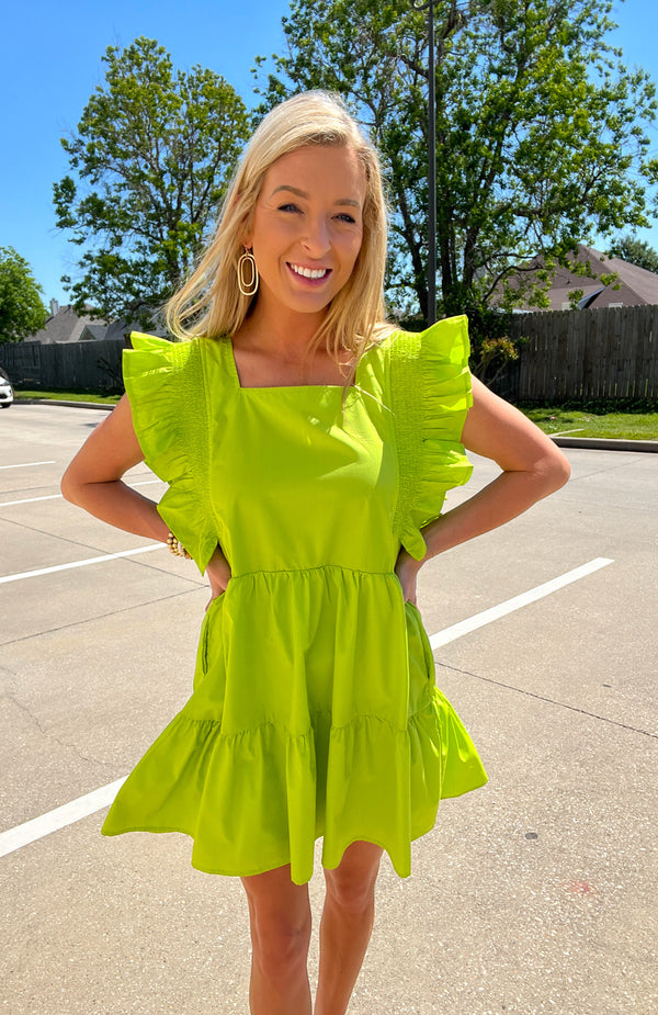 Meant to Be Ruffle Lime Dress