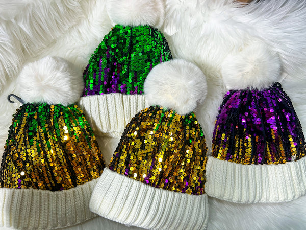 Mardi Gras Sequin Beanie