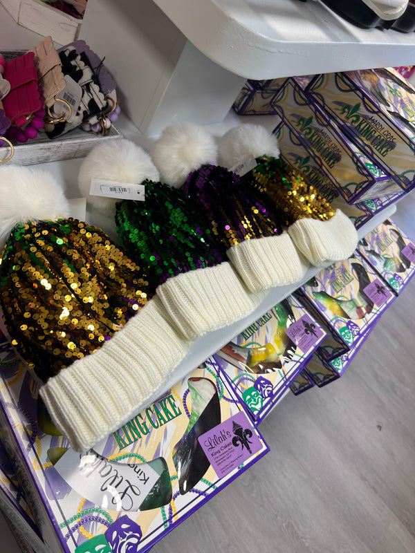 Mardi Gras Sequin Beanie