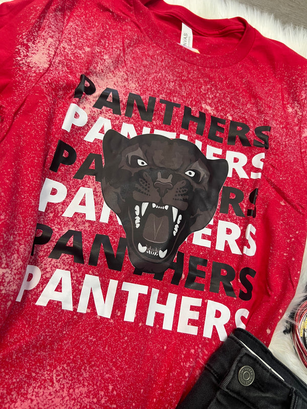 Panthers Black White and Red Graphic Tee