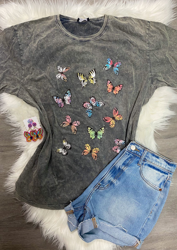 Butterfly Graphic Tee Gray