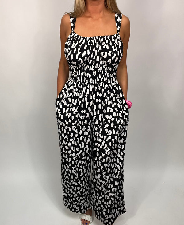 Lovely In Leopard Black and White Jumpsuit