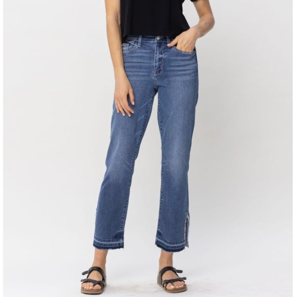 Judy Blue - High Rise Fray Slit Hem Denim Jeans