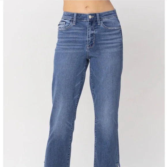 Judy Blue - High Rise Fray Slit Hem Denim Jeans